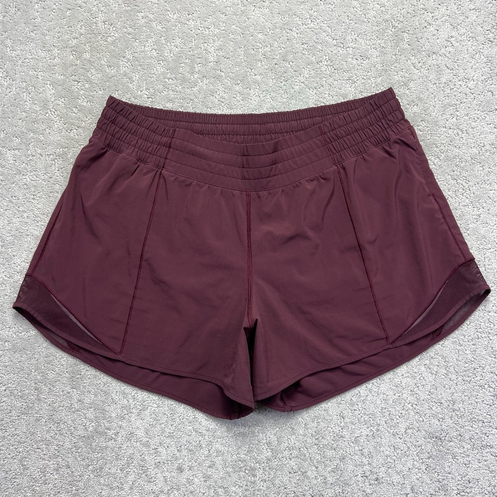 Lululemon Hotty Hot Shorts Womens Size 12 Burgundy High Rise Lined Running